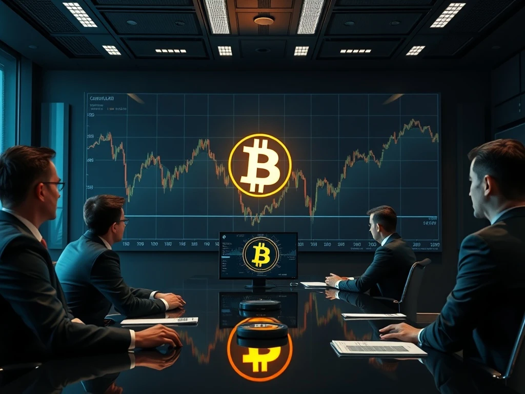 Professionals analyzing charts, symbolizing Bitcoin institutional investment and the market's evolving dynamics.