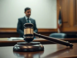 A gavel rests on a bench, symbolizing the critical legal decision in a high-profile Bitcoin kidnapping case where bail conditions were set.