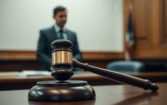 A gavel rests on a bench, symbolizing the critical legal decision in a high-profile Bitcoin kidnapping case where bail conditions were set.