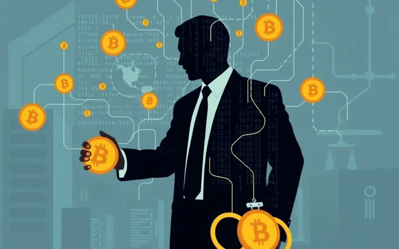 An illustration of a former tech employee's arrest for a Bitcoin laundering scheme, highlighting the critical need for digital asset security.