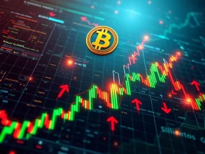 A visual representation of potential Bitcoin liquidation events, showing critical price levels and the significant financial impact on crypto markets.