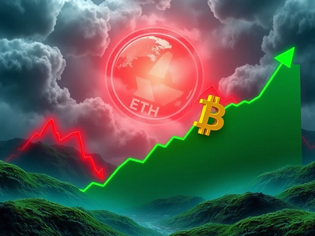 Visualizing Bitcoin's resilient stability amidst altcoin liquidations, depicting the ongoing crypto market rotation.