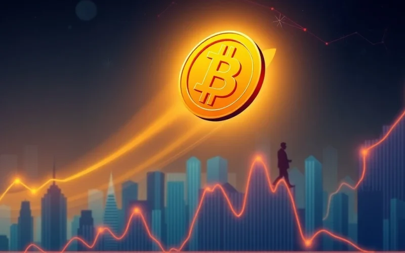 Chart showing Bitcoin's significant price surge, driven by growing institutional adoption and regulatory clarity, forecasting a mature market.