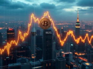 Chart showing a sharp Bitcoin price drop, symbolizing recent market volatility and the impact of large transfers.