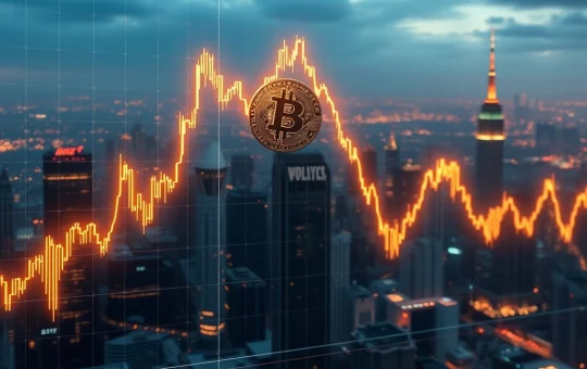 Chart showing a sharp Bitcoin price drop, symbolizing recent market volatility and the impact of large transfers.