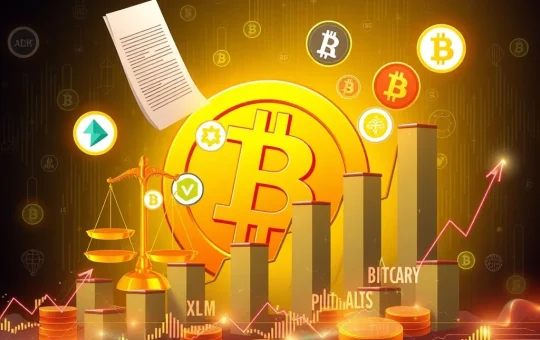 Visualizing Bitcoin News and Altcoin Momentum: Digital charts showing altcoins surging, driven by regulatory shifts and market excitement.
