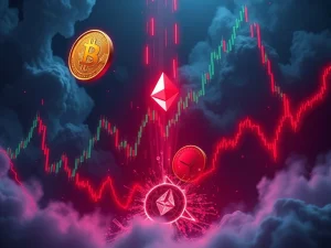Bitcoin and Ethereum price crash triggering massive crypto liquidations