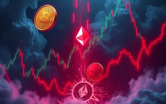 Bitcoin and Ethereum price crash triggering massive crypto liquidations