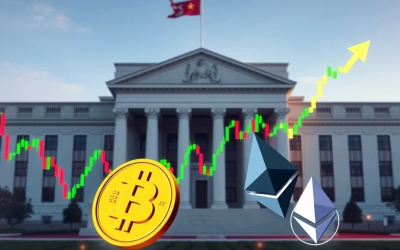 Bitcoin and Ethereum price charts reacting to Fed policy anticipation