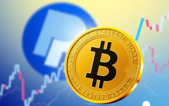 Bitcoin and Ethereum price charts with PayPal logo reflecting crypto market volatility