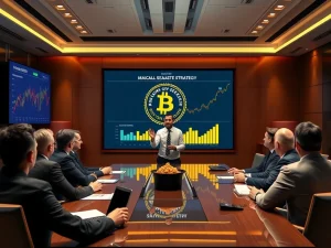 Michael Saylor presenting Bitcoin strategy during a corporate earnings call