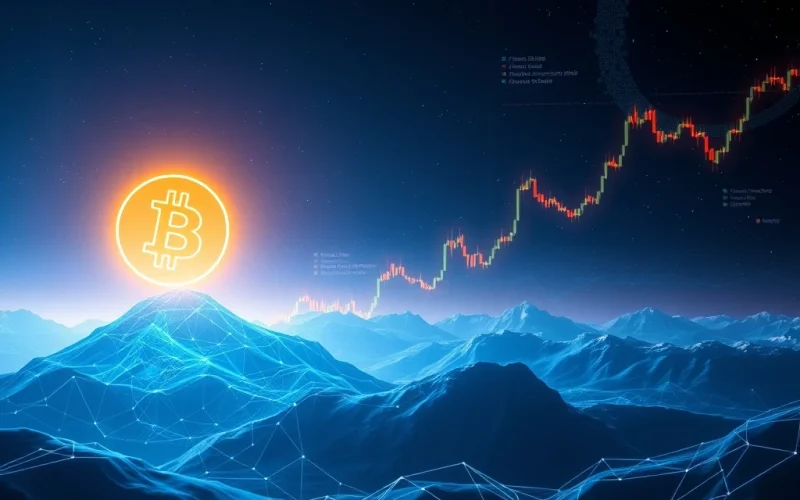 Bitcoin symbol glowing above a financial graph showing market resilience