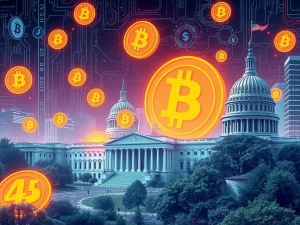 U.S. government unveils crypto regulatory strategy with Bitcoin symbols in the background