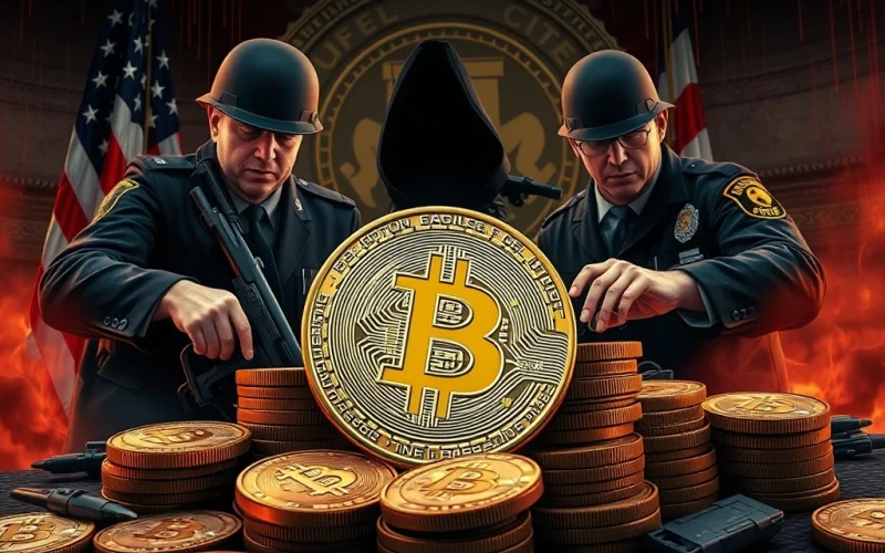 U.S. law enforcement seizing Bitcoin in a major crypto crime crackdown