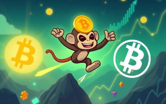 A Node Monkey Bitcoin NFT soaring in value, representing the explosive surge in Bitcoin NFTs.