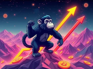 A vibrant illustration of a Node Monkey Bitcoin NFT, symbolizing the dramatic surge in Bitcoin NFTs and the expanding digital collectibles market.