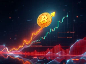 A chart showing Bitcoin price surging towards $125K, with key support levels defended by bullish momentum.