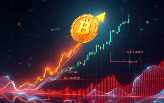 A chart showing Bitcoin price surging towards $125K, with key support levels defended by bullish momentum.