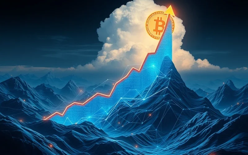 A digital chart showing Bitcoin's potential August 2025 price rally, highlighting the impact of ETF inflows on the BTC forecast.