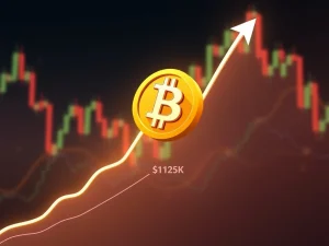 A Bitcoin Price chart showing an upward trend breaking through resistance, indicating a potential surge towards $125K, reflecting market optimism.