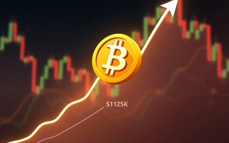 A Bitcoin Price chart showing an upward trend breaking through resistance, indicating a potential surge towards $125K, reflecting market optimism.