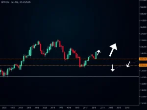 Bitcoin price chart showing tight consolidation as traders await a decisive breakout signal, highlighting the current trading range.