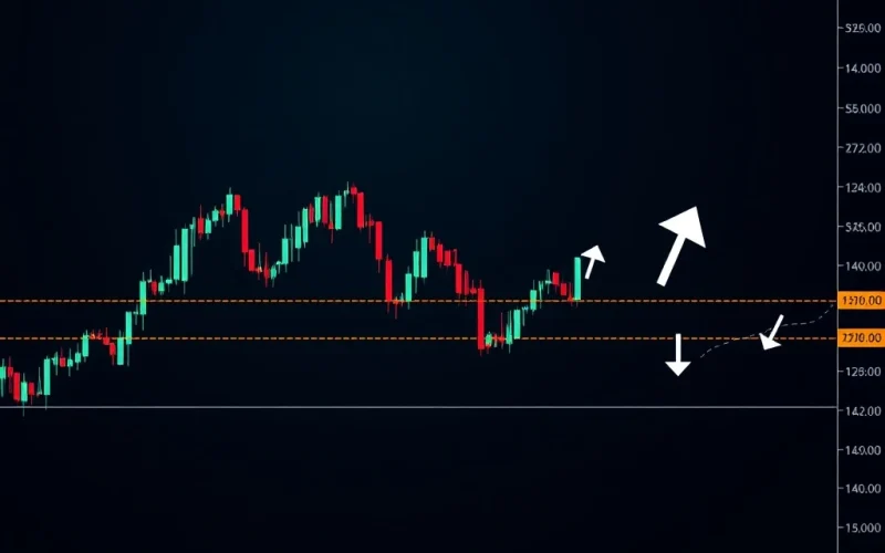 Bitcoin price chart showing tight consolidation as traders await a decisive breakout signal, highlighting the current trading range.