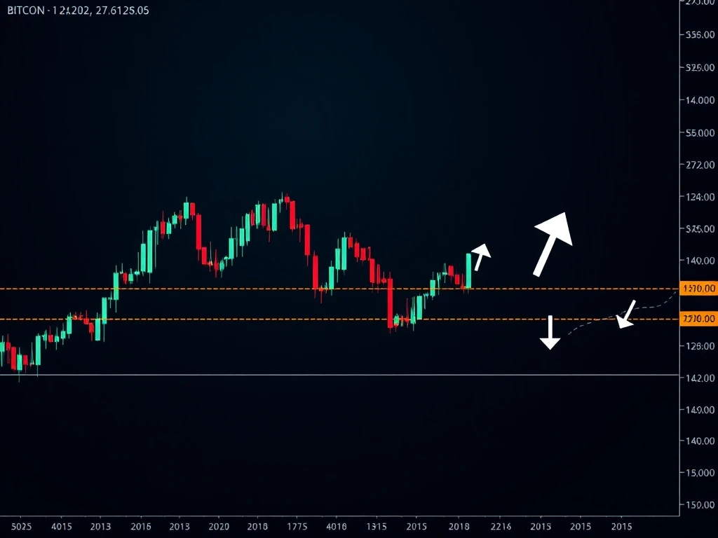 Bitcoin price chart showing tight consolidation as traders await a decisive breakout signal, highlighting the current trading range.