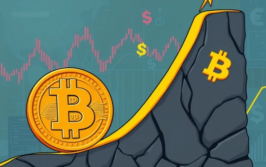 A chart showing a significant drop in Bitcoin price, illustrating the current market decline and its impact on the crypto market.
