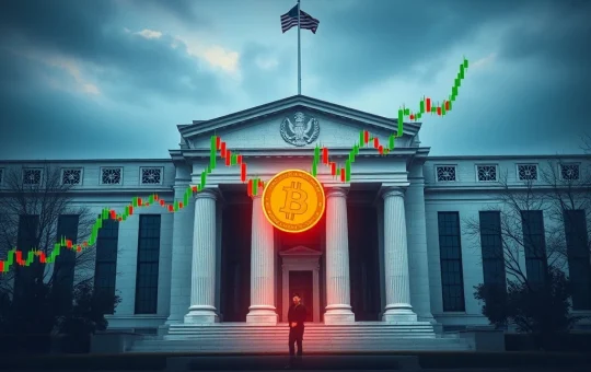 Bitcoin price chart at critical support level with Fed decision looming