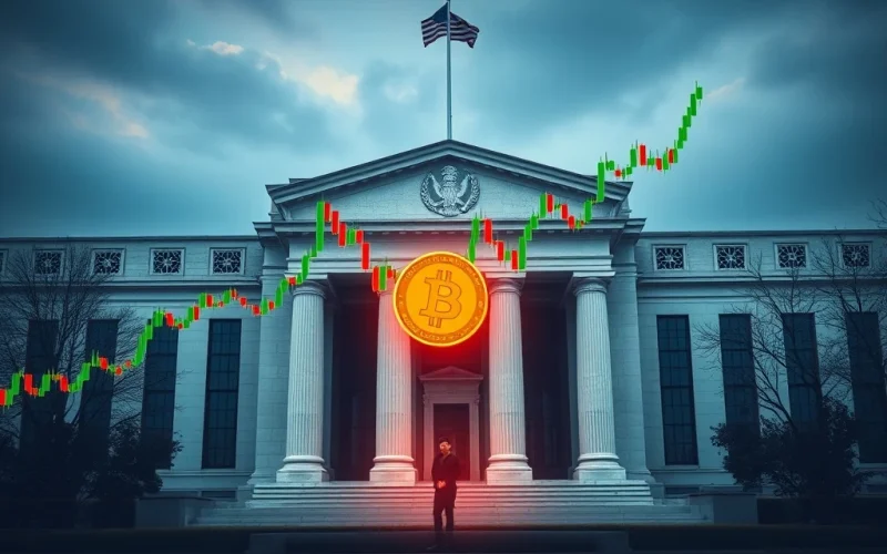 Bitcoin price chart at critical support level with Fed decision looming