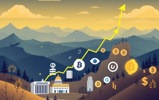 Bitcoin price chart rising, symbolizing institutional adoption driven by pension funds and ETF inflows.