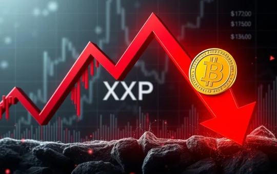 Charts showing Bitcoin price plunge and XRP selloff after failing to break $121K resistance, highlighting crypto market volatility.