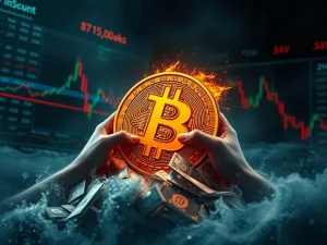 A visual representation of a significant drop in Bitcoin price, illustrating the impact of a large BTC sell-off.
