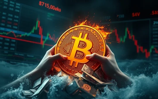 A visual representation of a significant drop in Bitcoin price, illustrating the impact of a large BTC sell-off.