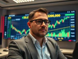 An institutional investor confidently places a significant Bitcoin price prediction bet, leveraging crypto options for strategic market positioning.
