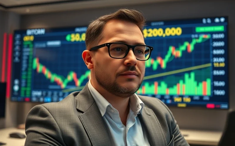 An institutional investor confidently places a significant Bitcoin price prediction bet, leveraging crypto options for strategic market positioning.