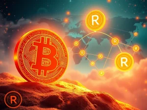 A graphic illustrating the significant surge in Bitcoin price, alongside the innovative Remittix platform facilitating global crypto payments.