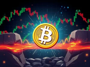 Bitcoin price struggles against resistance with charts and indicators in the background