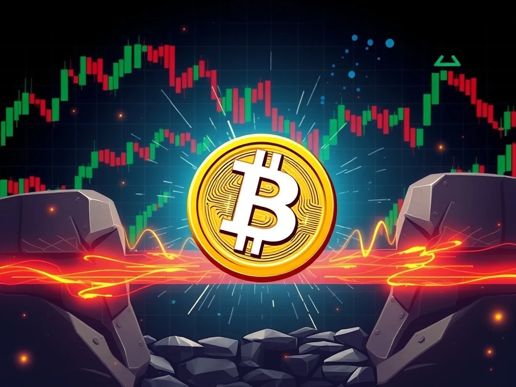 Bitcoin price struggles against resistance with charts and indicators in the background
