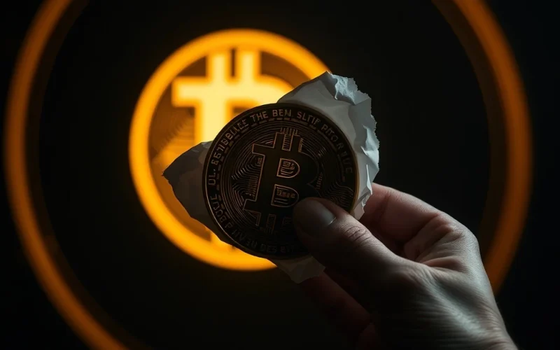 An illustration revealing the Paper Bitcoin Price Scam, contrasting digital BTC with misleading paper assets, highlighting BTC price potential.
