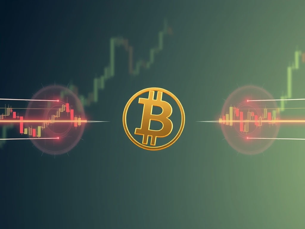 A visual representation of Bitcoin price caught in a tight trading range, highlighting the current market indecision.