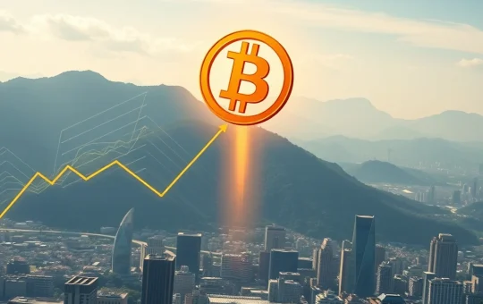 A visual representation of Bitcoin's impressive surge, symbolizing its journey to a new all-time high and the impact of Bitcoin ETF inflows.