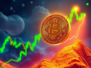 A dynamic chart showing Bitcoin price breaking through resistance, indicating a strong BTC rally and potential for further gains.