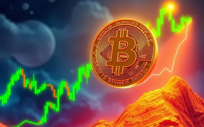 A dynamic chart showing Bitcoin price breaking through resistance, indicating a strong BTC rally and potential for further gains.