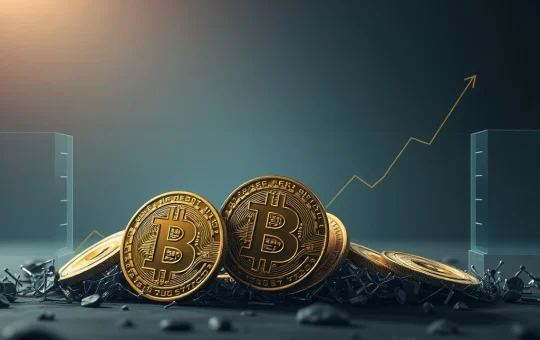A visual representation of Bitcoin's price caught in a narrow range, illustrating market tension and the impact of Galaxy Digital's sale on the crypto market.