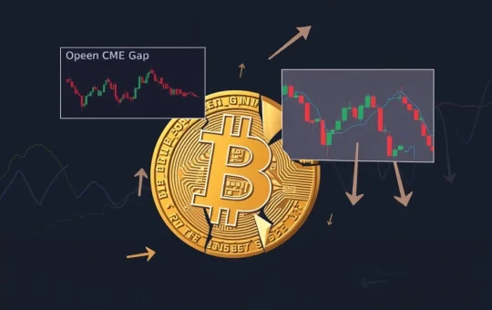 A visual representation of Bitcoin's market challenges, highlighting bearish RSI divergence and CME gaps, signaling a potential Bitcoin price drop.