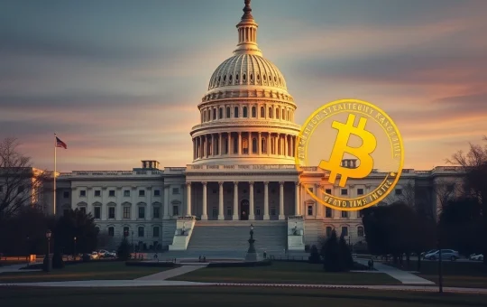 An illustration depicting the US government's strategic Bitcoin Reserve plan, emphasizing long-term digital asset holding and policy shift.
