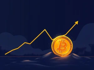 A visual representation of Bitcoin's prolonged risk-off signal, showing a tightening falling wedge pattern indicating investor caution and critical Bitcoin price levels.