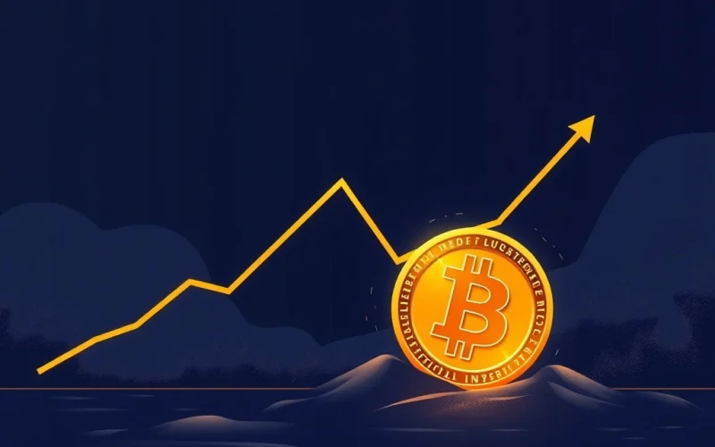 A visual representation of Bitcoin's prolonged risk-off signal, showing a tightening falling wedge pattern indicating investor caution and critical Bitcoin price levels.